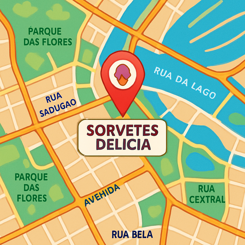 Map showing the location of Sorvetes Delícia